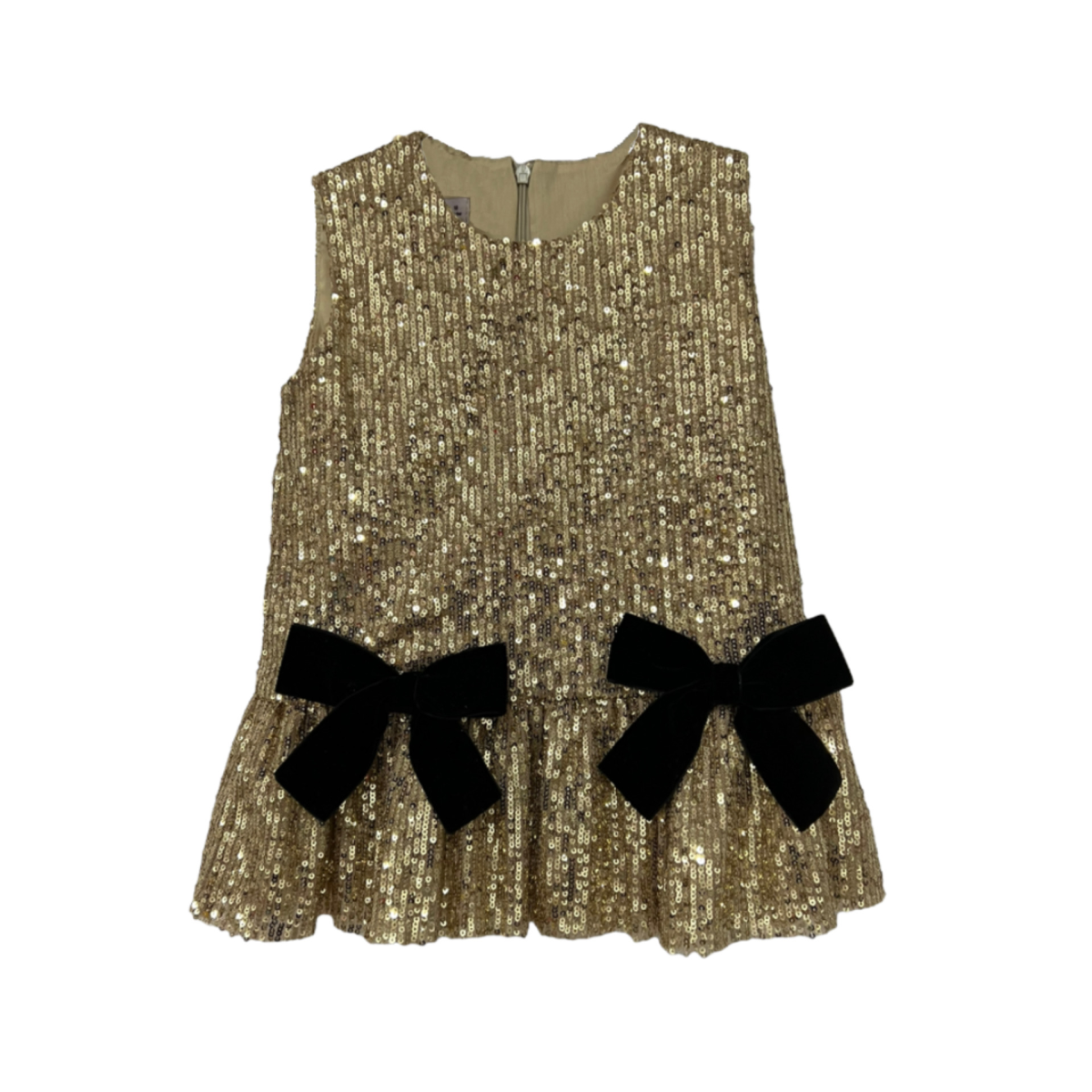 Gold sequins dress with black bows - 23721 - PHI CLOTHING